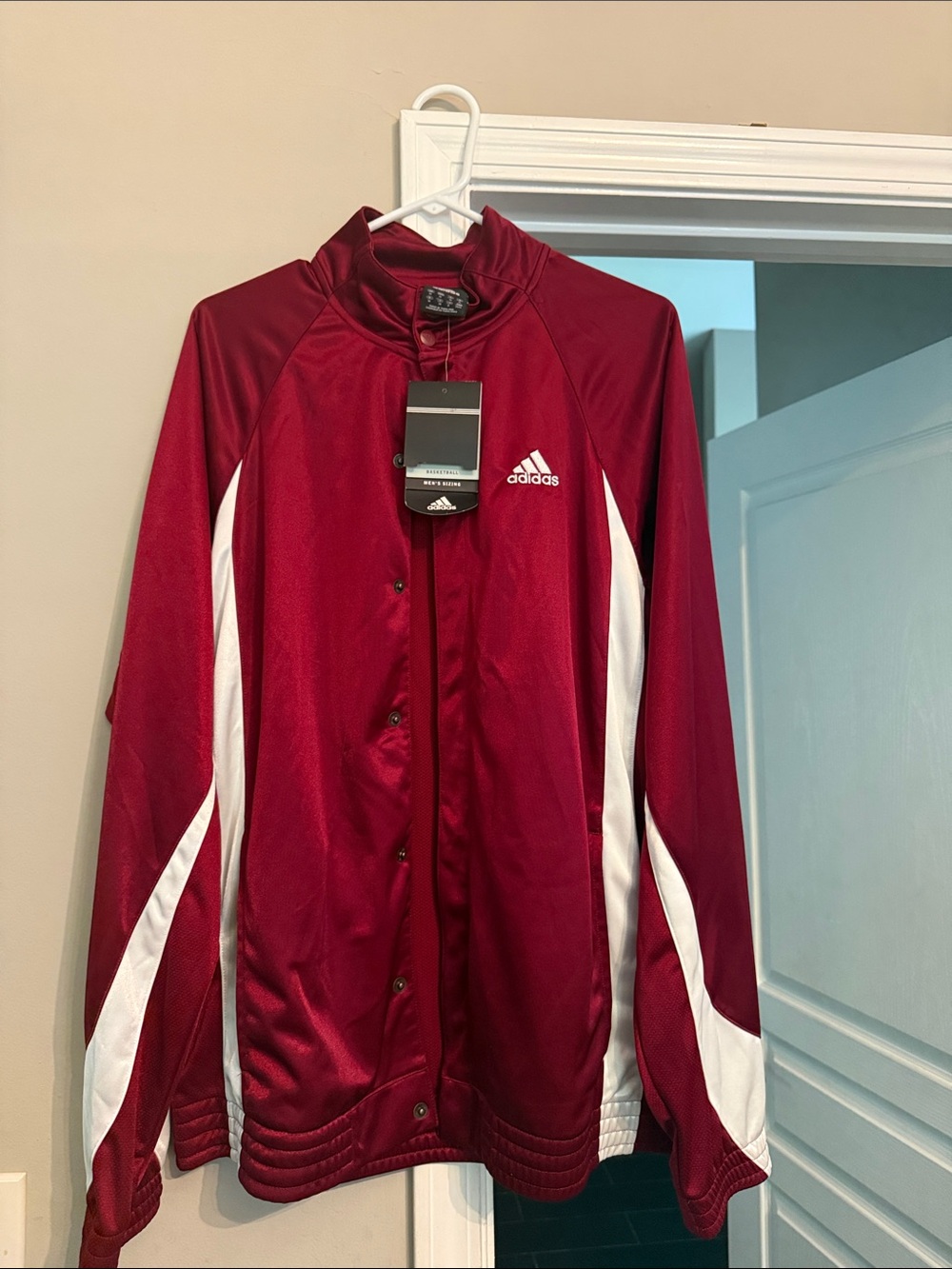 adidas Men’s Maroon Performance Jacket with White Panels